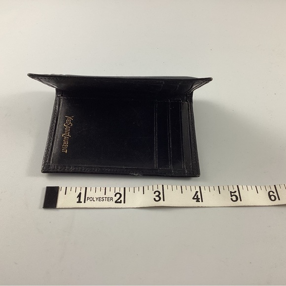 Rare Vintage YSL Mens Pre-Owned Black Aniline Cowhide Leather Card Wallet - Picture 12 of 12